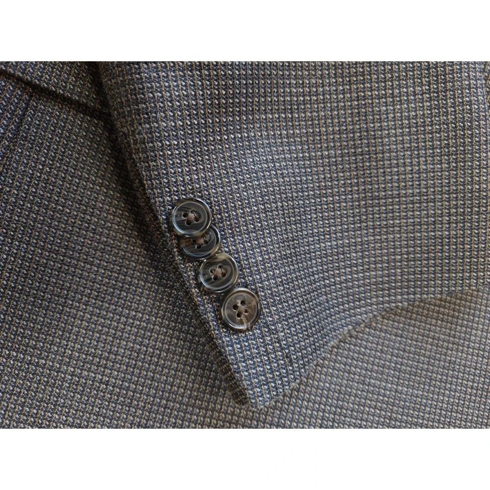 Joseph Abboud Mens Sports Coat 44L Blue Beige Geometric 3 Button Made in USA